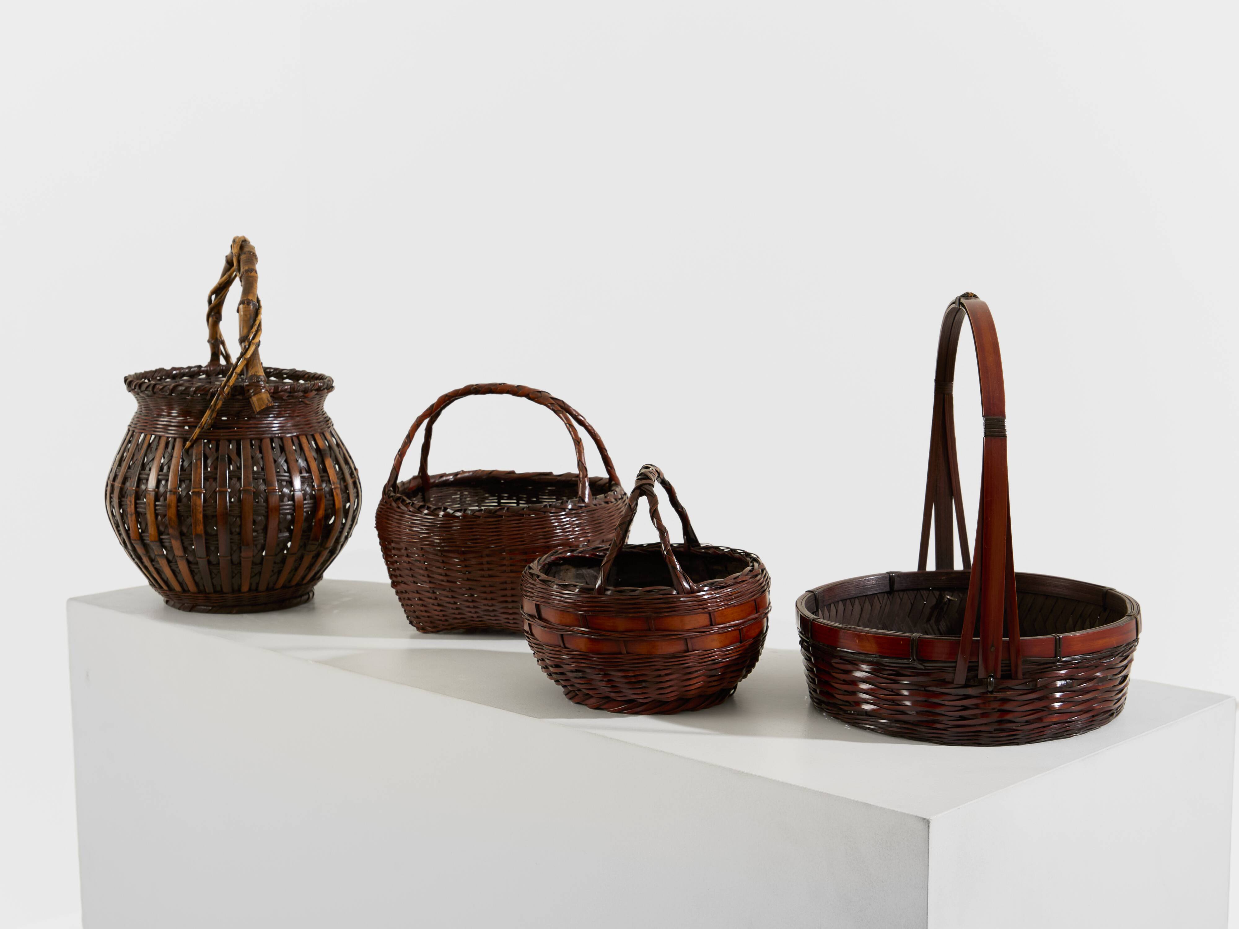 Ensemble de paniers Ikebana en bambou Maeda Chikubōsai periode Meiji
