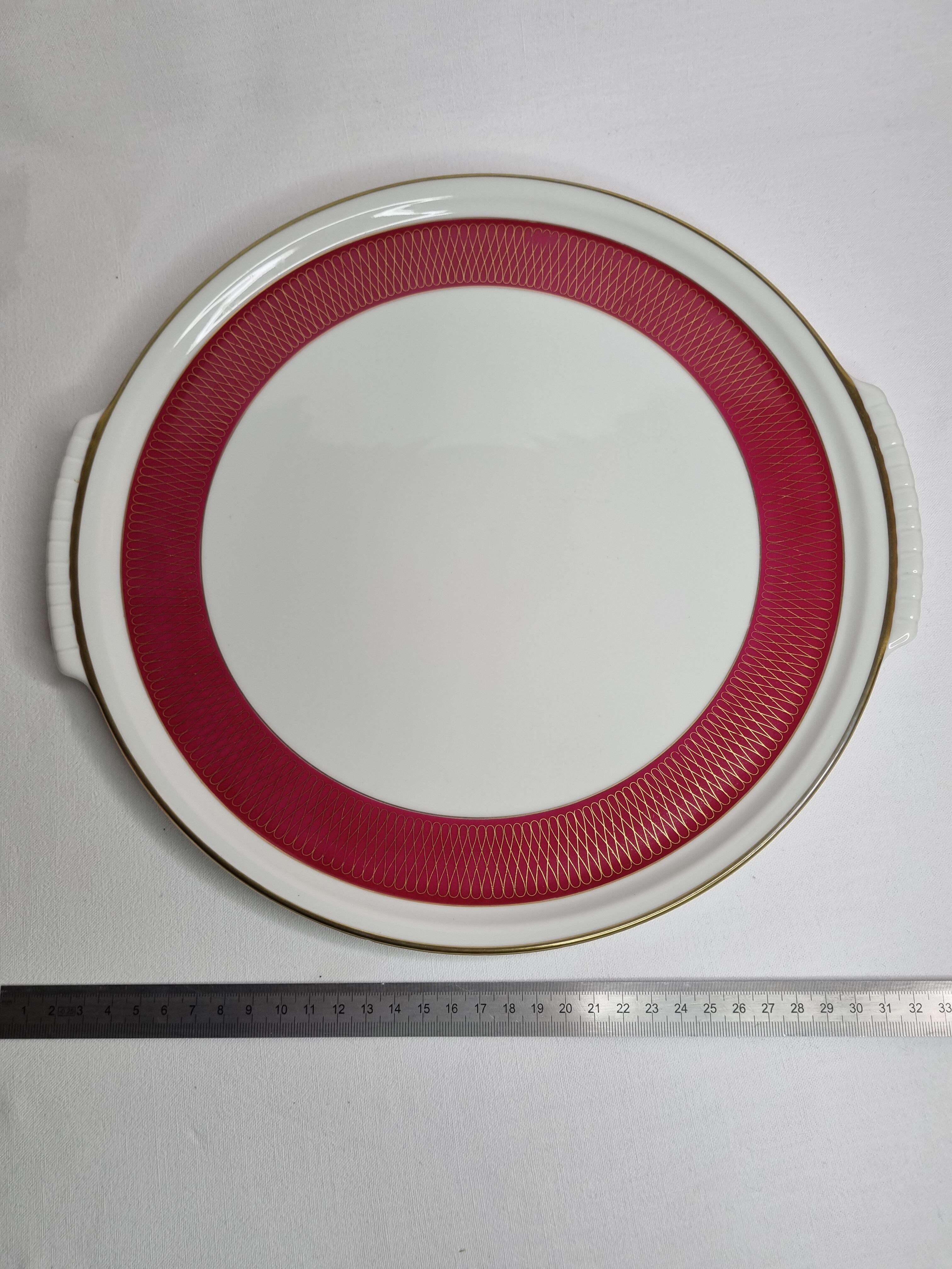 Presentation dish in Swiss porcelain by Langenthal, vintage, empire décor, 33 cm