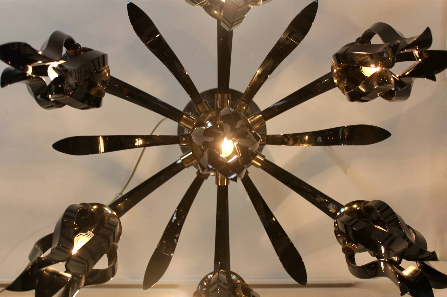 Italian black glass chandelier