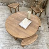 Circular elm coffee table from the 1950s