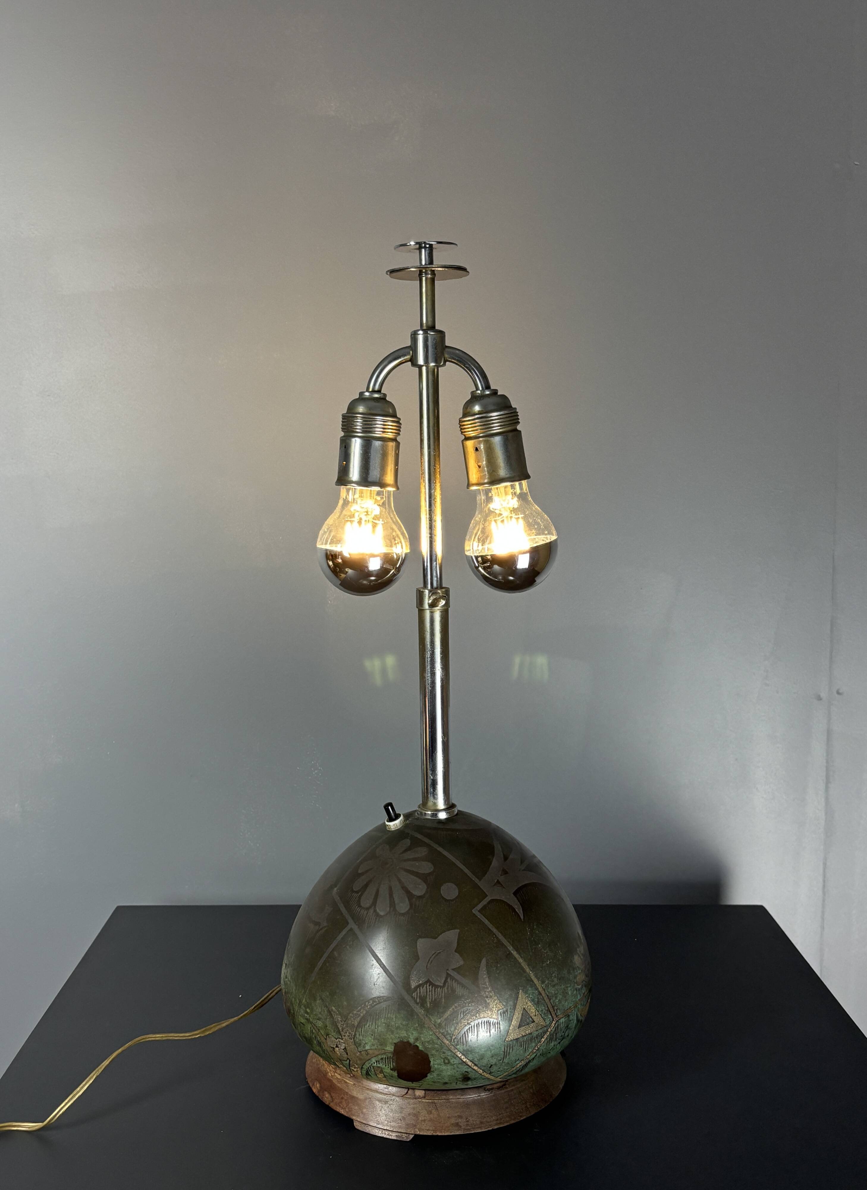 Art deco table lamp by Paul Haustein for WMF Ikora, Congo series, 1920s