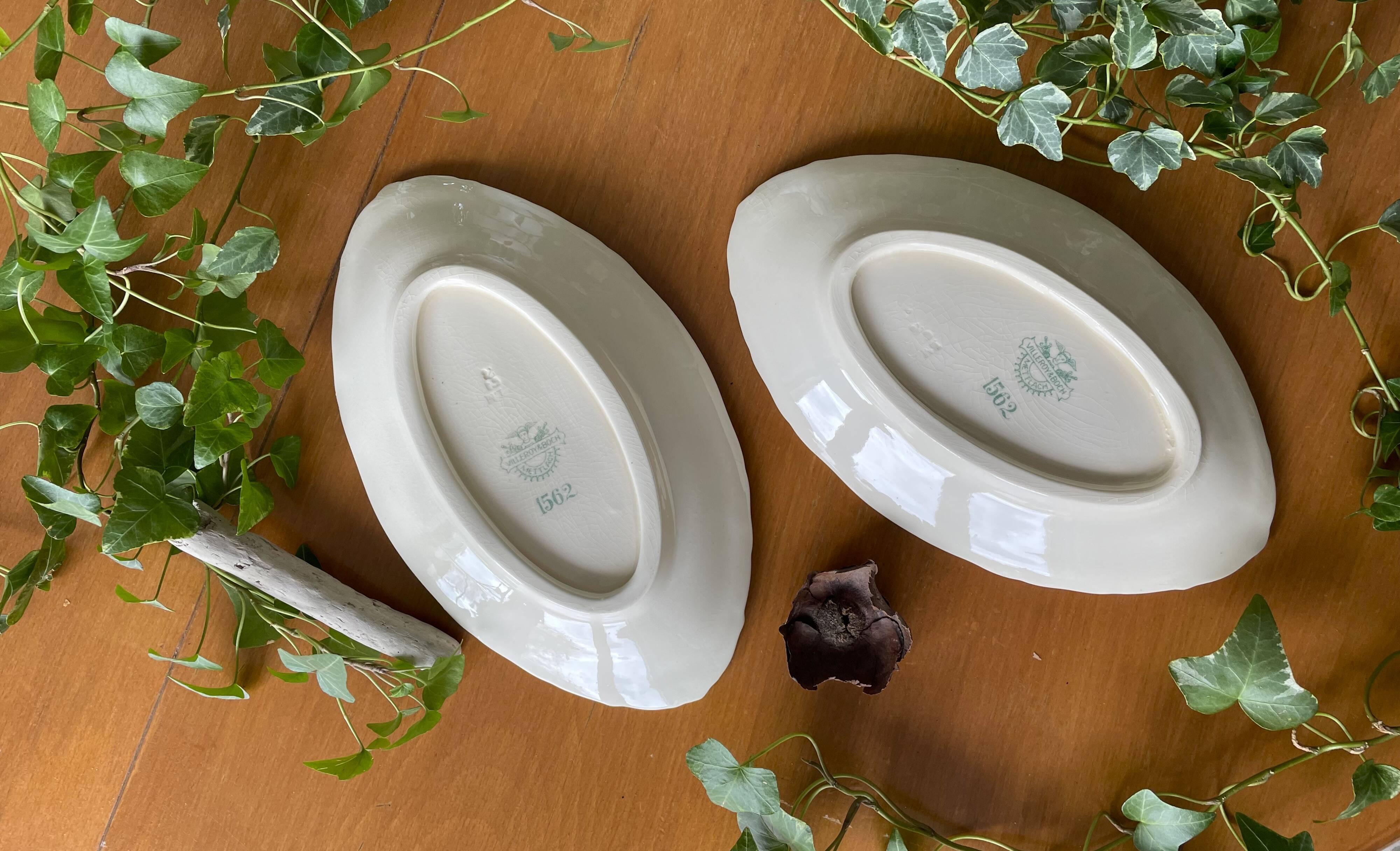 Paire de beurriers anciens en faïence de Villeroy & Boch