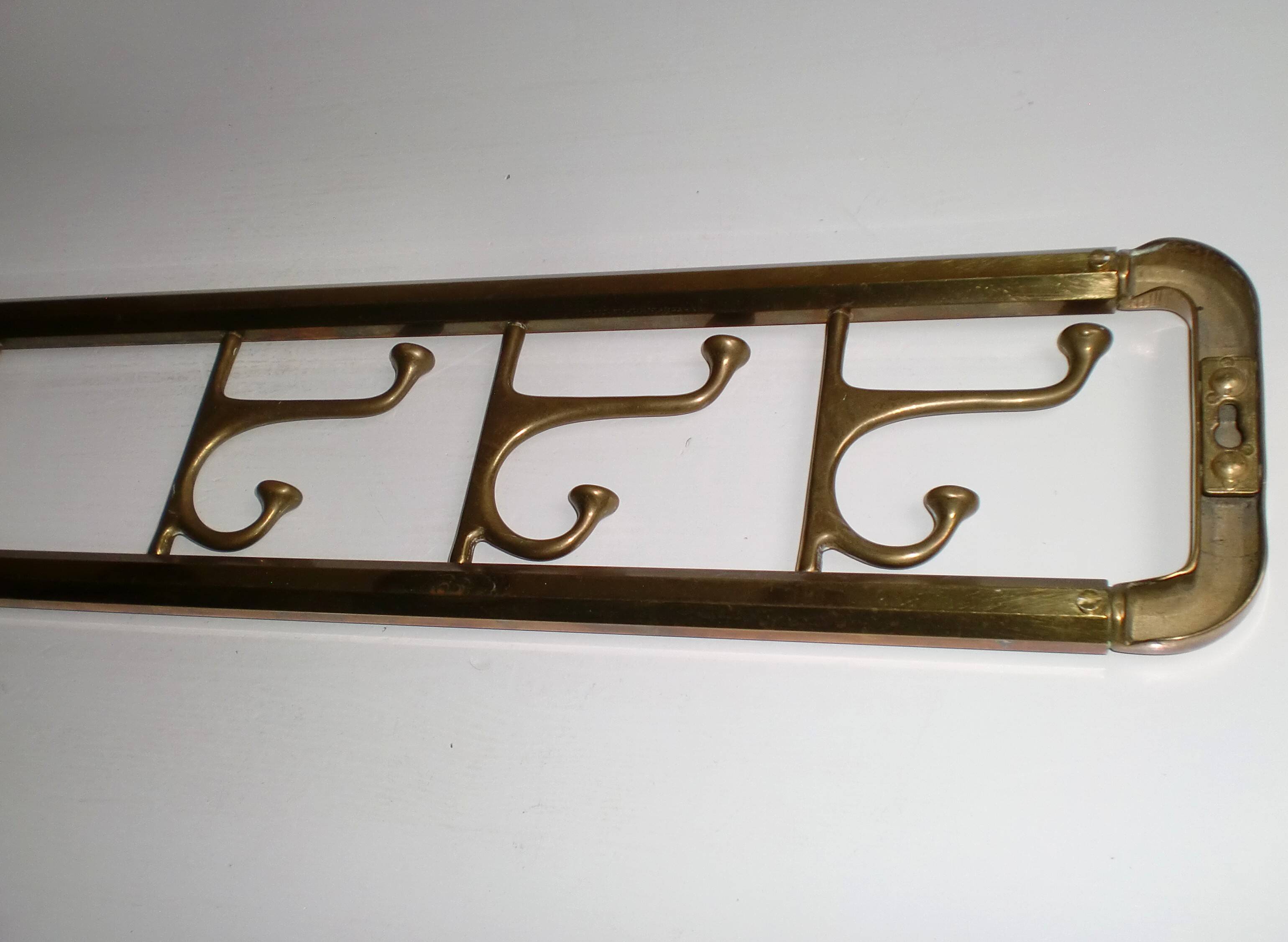 Vintage Art-Deco brass Wall Coat Rack France, 1940s