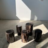 Side table in black petrified wood h:28,5cm d:17cm