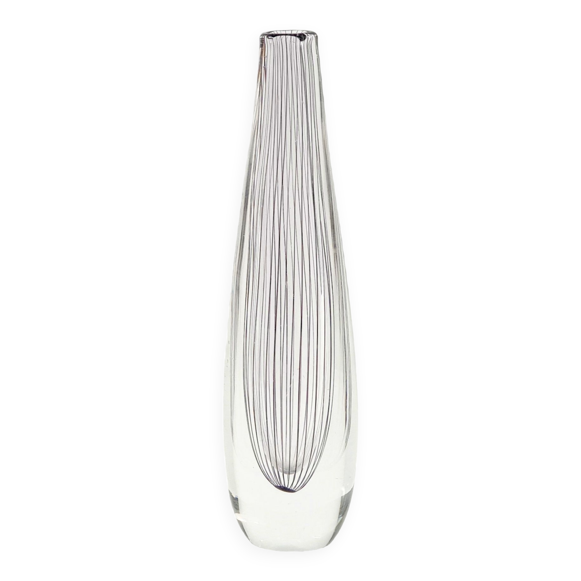 Large Mid-Century Scandinavian Striped Glass Vase by Vicke Lindstrand for Kosta, Sweden, 1950s