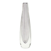 Grand vase en verre rayé scandinave du milieu du siècle par Vicke Lindstrand pour Kosta, Suède, années 1950.