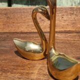 Pair of golden brass swans