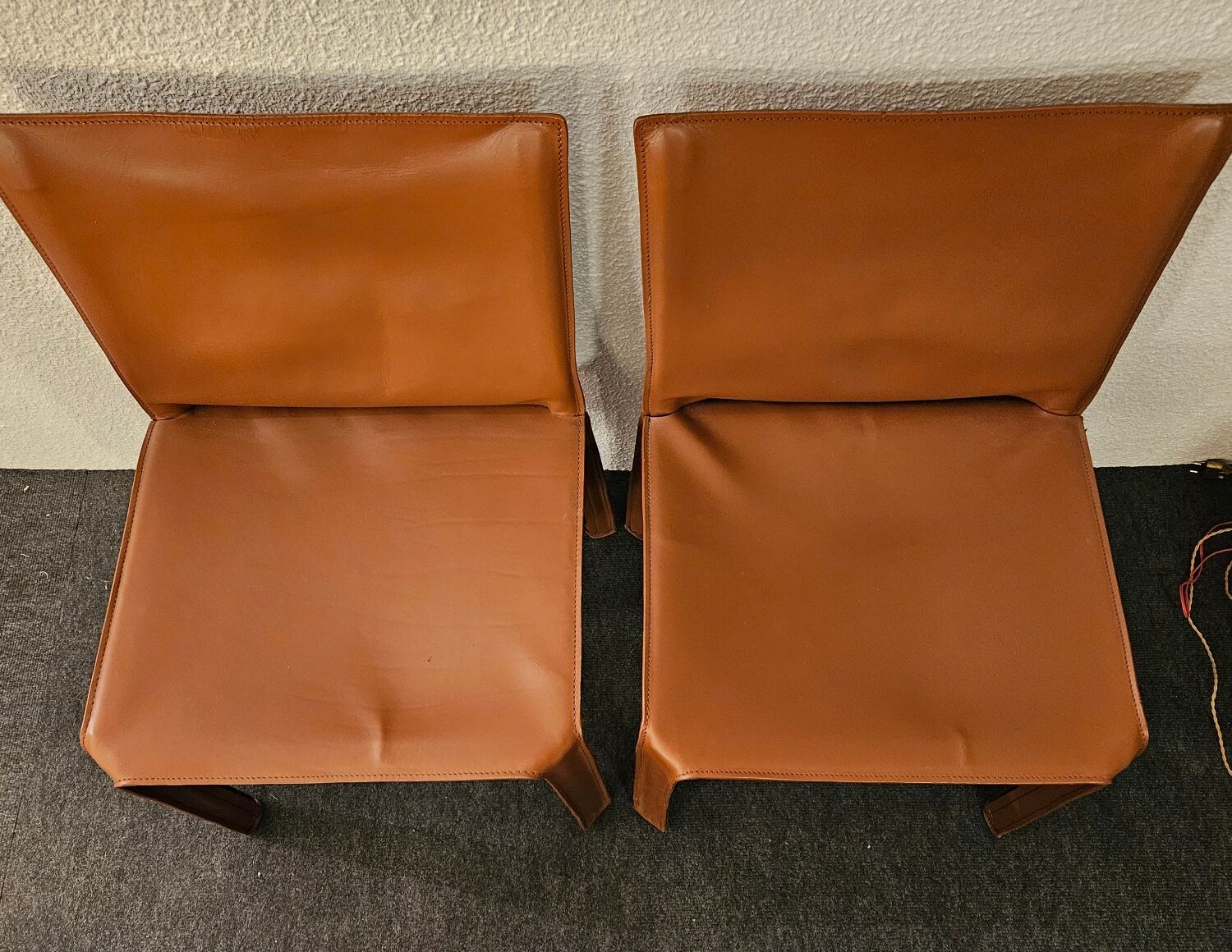 Bellini style brown leather zipped chair, Italian design