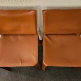 Bellini style brown leather zipped chair, Italian design