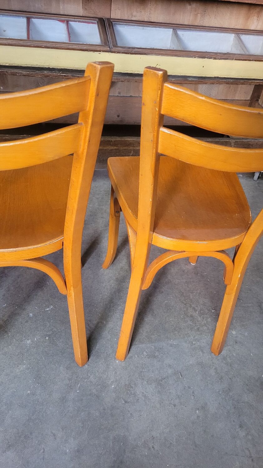 Series of 4 bistro chairs signed Baumann 1950 vintage