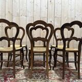 Set of 6 straw-seated chairs from the Louis Philippe period.