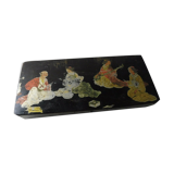 Ancien plumier, scène asiatique, en papier maché / carton bouilli, Napoléon III