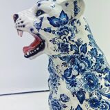 Tiger Statue Ceramic Delft Blue