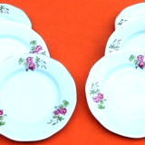 6 Cheese Plates / Dessert White Porcelain Floral decoration Arpo