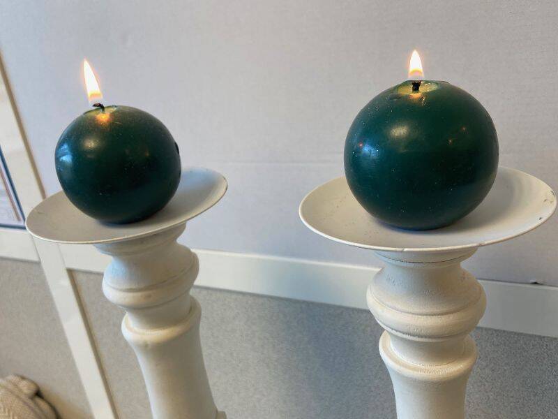 Pair of Candlesticks Candlesticks Turned Wood Carved Bleached Deco Art