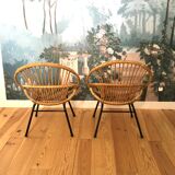 Pair of rattan armchairs by Rohe Noordwolde, 1960s, Netherlands