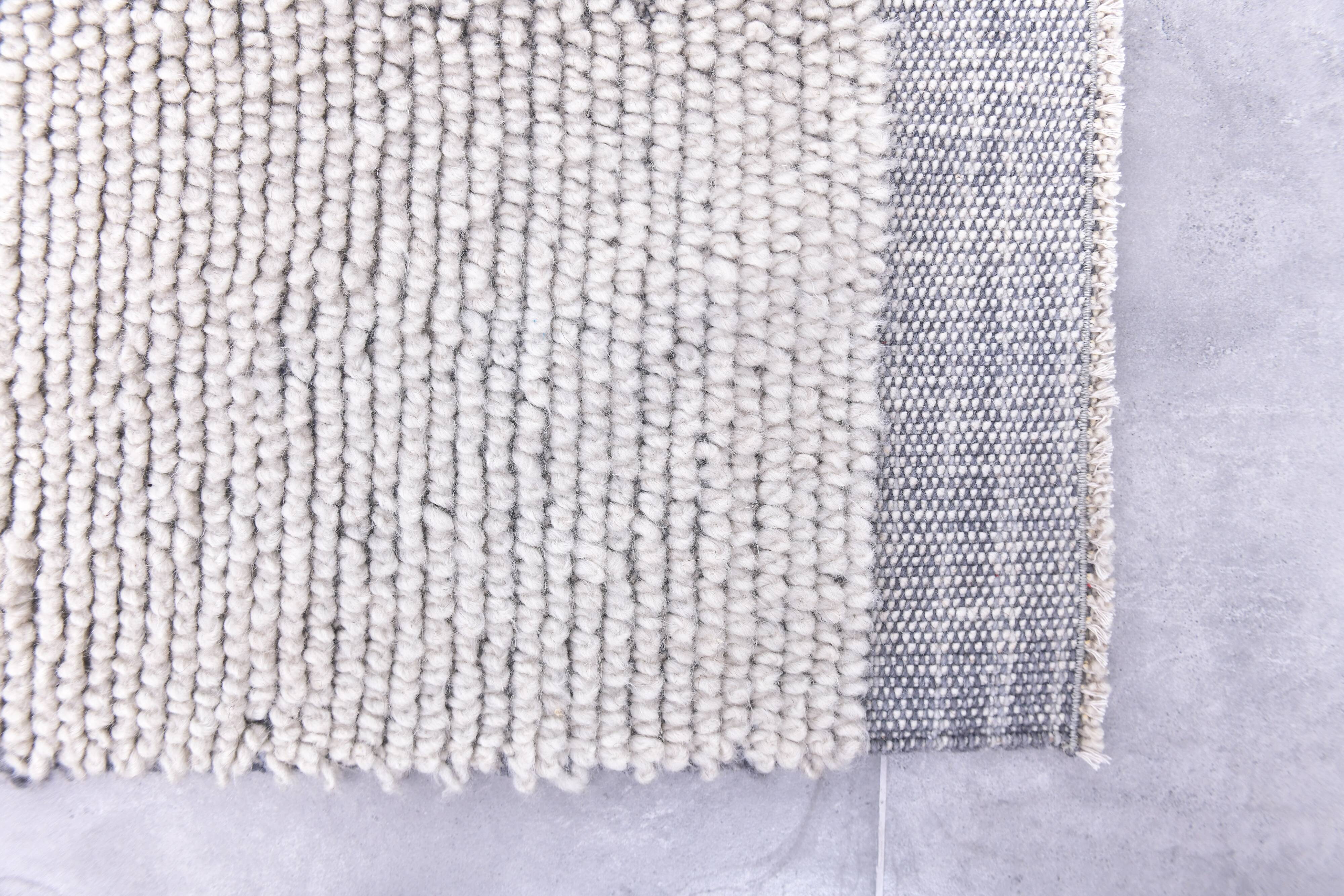 7x10 Light Blue Wool Handmade Woshable Moroccan Rug, 206x304Cm