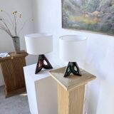 Paire de lampes céramiques forme libre triangle