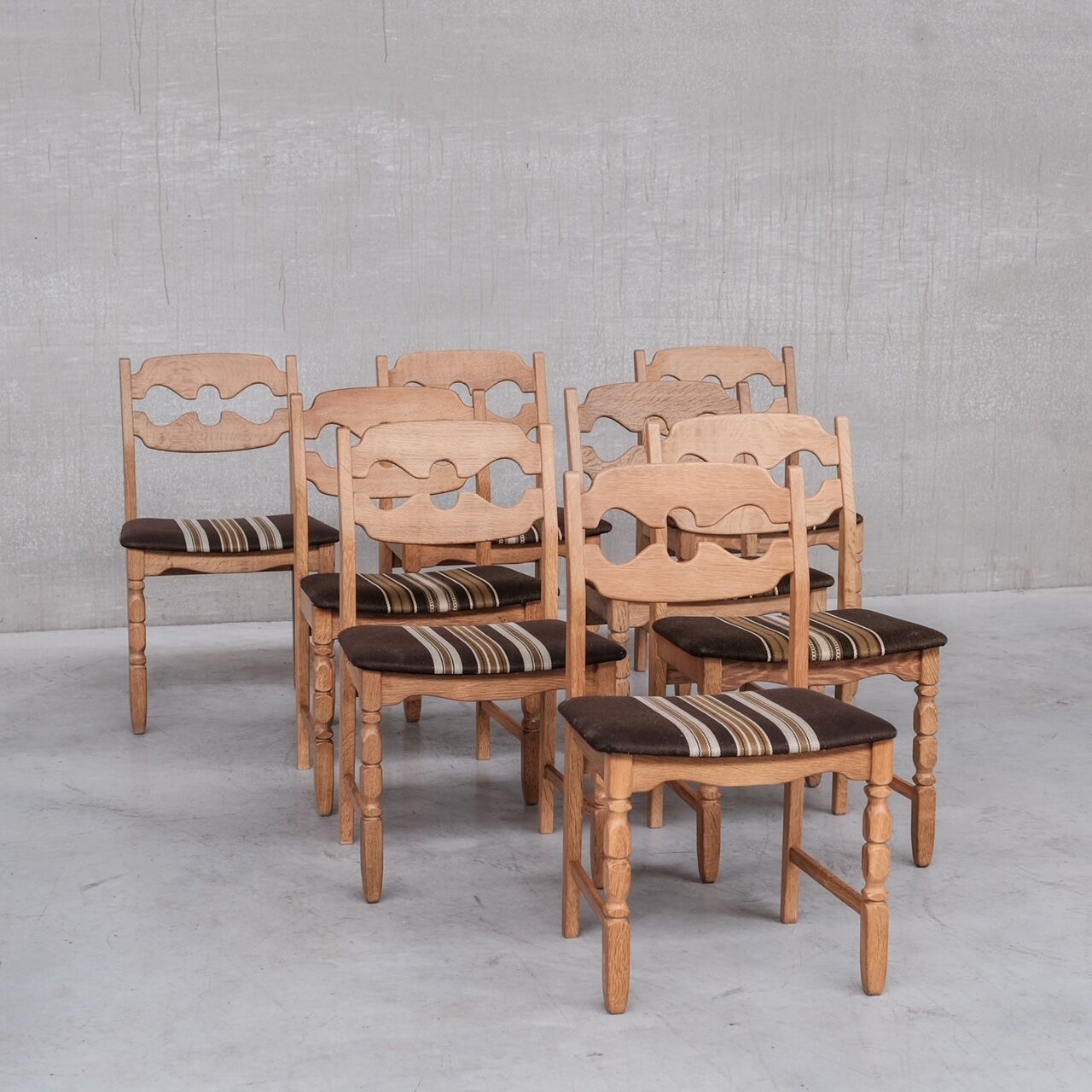 8 oak mid-century danish dining chairs