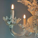 Venetian chandelier in colorless Murano glass with 6 light arms circa 1940