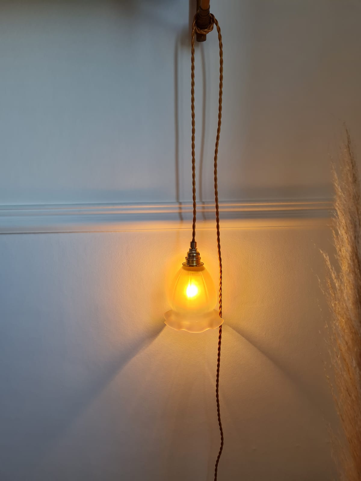 Frosted glass hand lamp 1950