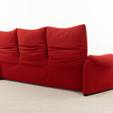 Maralunga 3-seater Sofa red by Vico Magistretti for Cassina, Italy