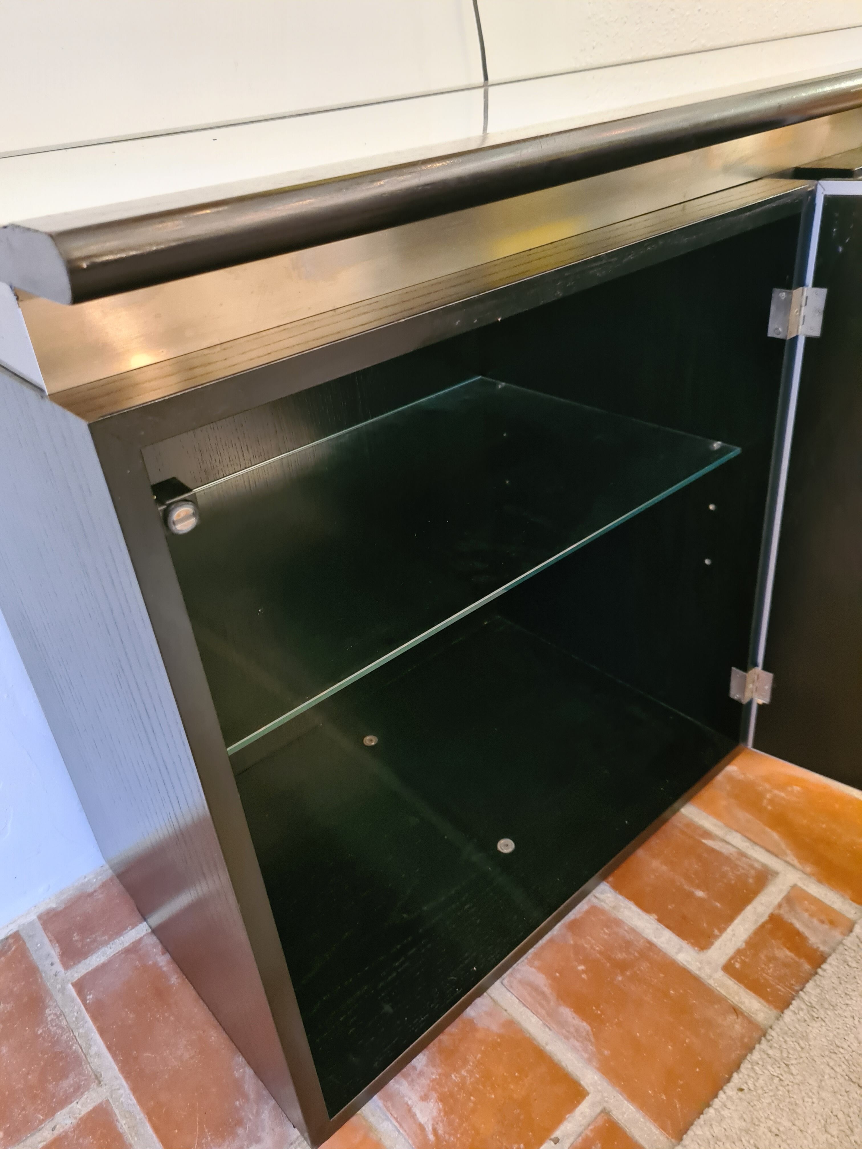 Blackened wood and chrome