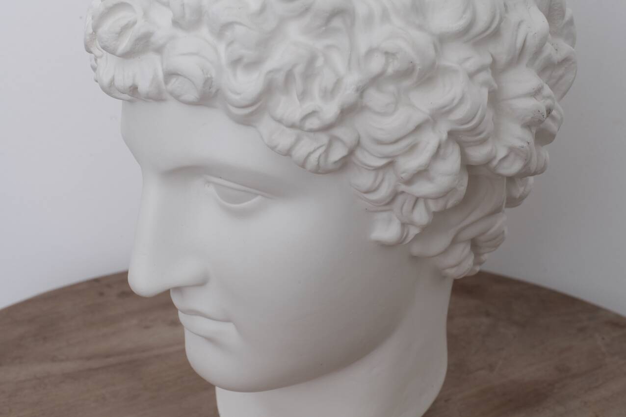 Greek head in waxed white plaster