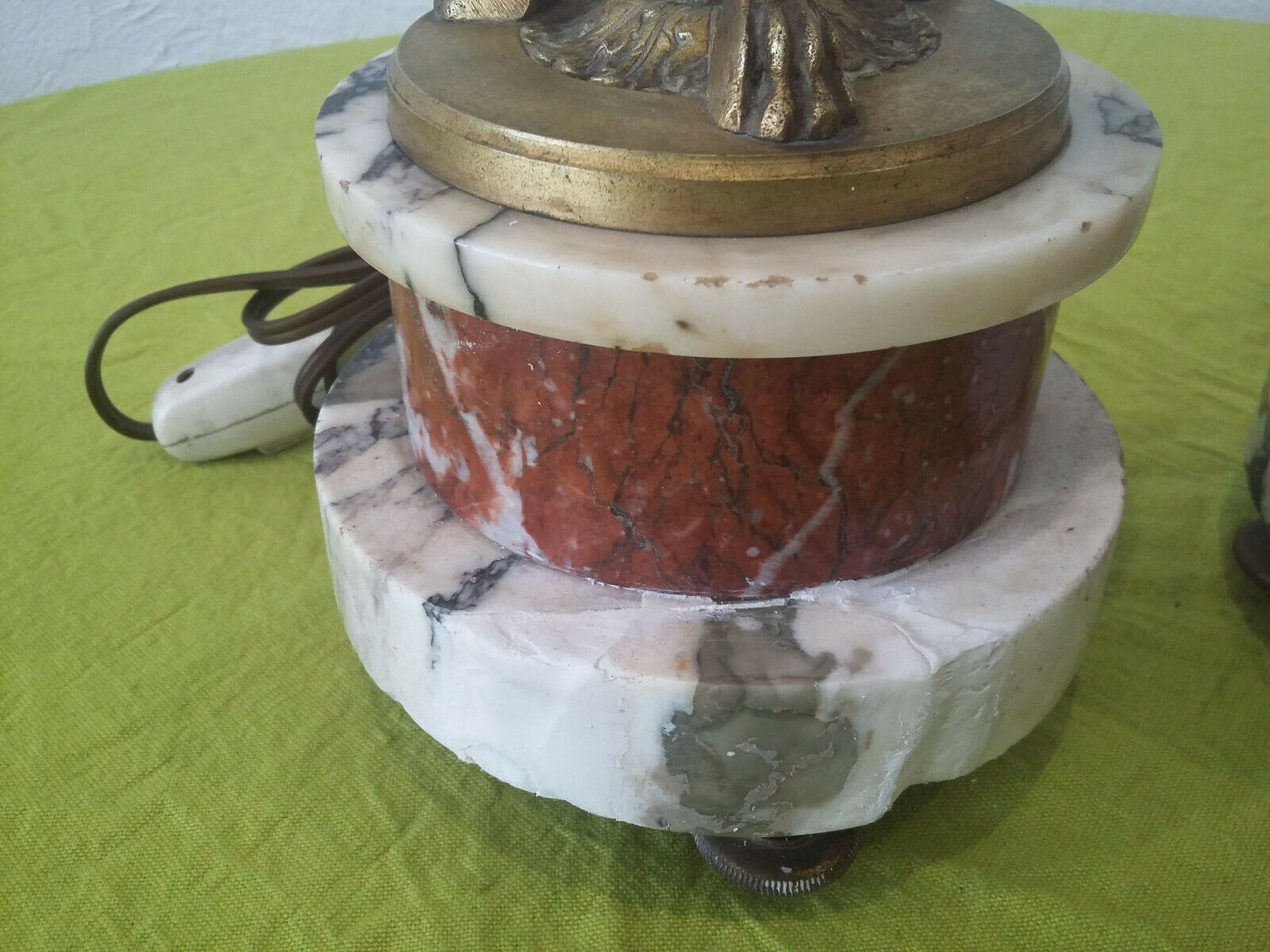 Pair of Athenian lamps in marble and bronze