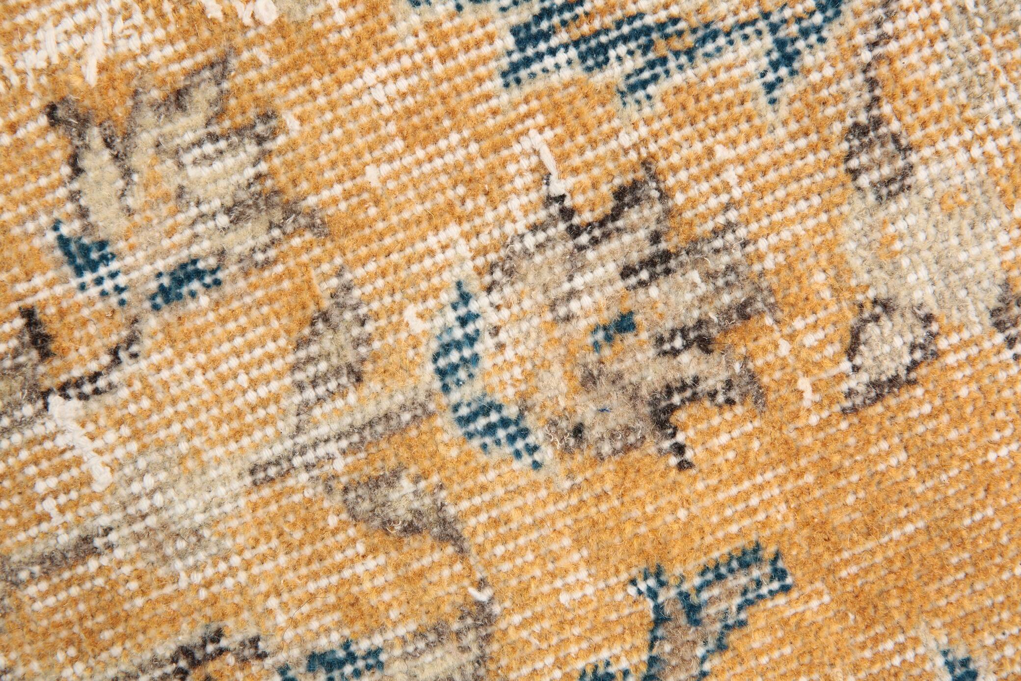 2x10 Orange & Navy Blue Floral Vintage Runner Rug, 73x297Cm