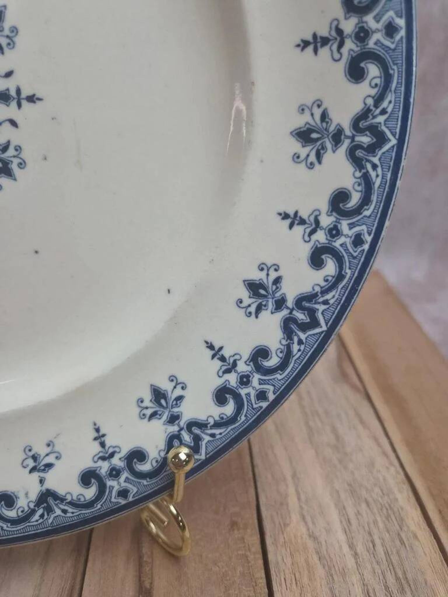 Antique plate Terre de Fer Clairefontaine Rouen blue decoration