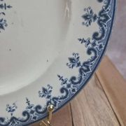 Antique plate Terre de Fer Clairefontaine Rouen blue decoration