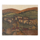 Huile sur toile – Paysage village – Boulinguez, 1972