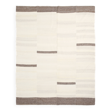 Cream & Brown Large Kilim Rug, 255x313Cm