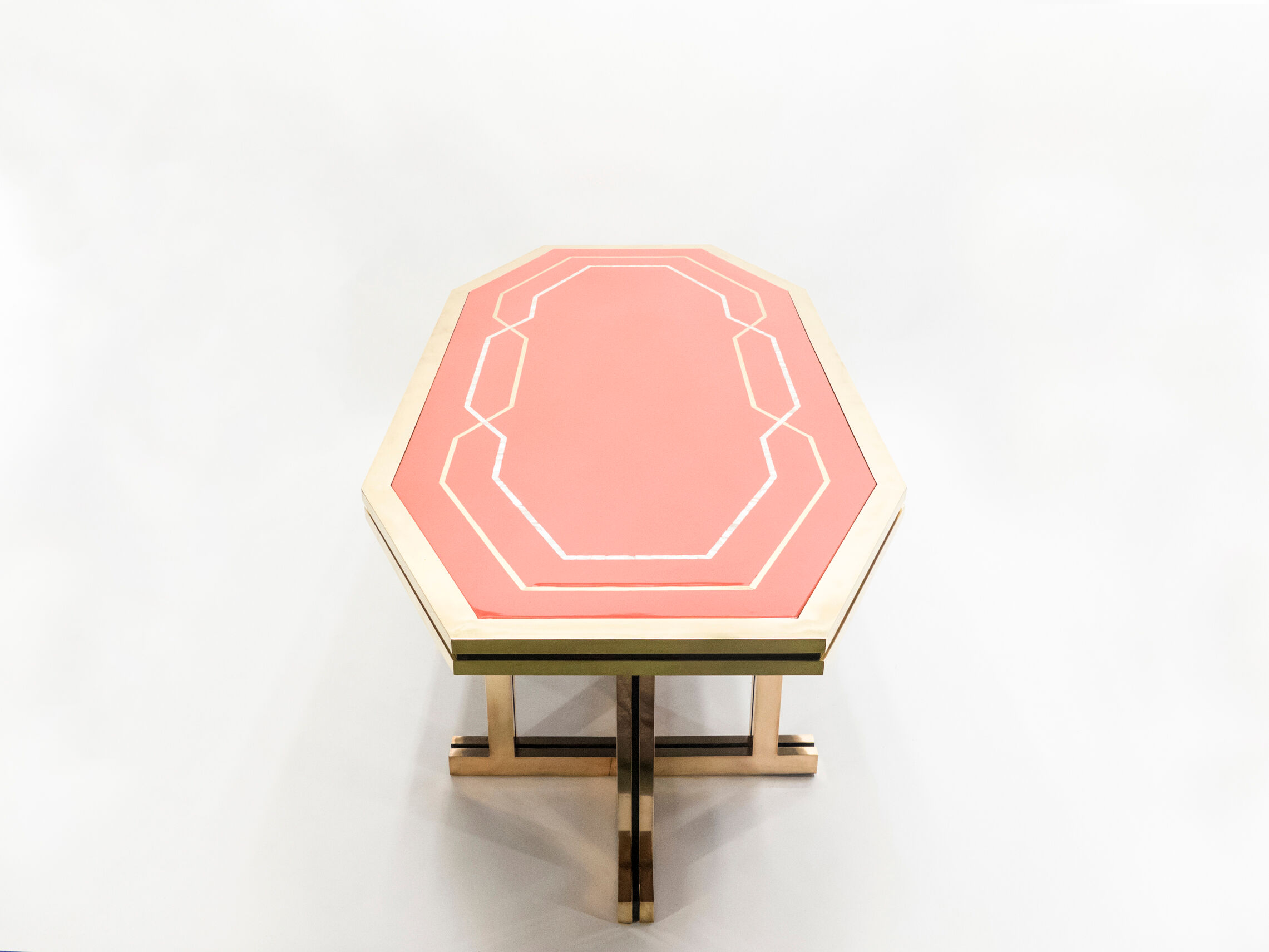 Red brass lacquered table  1970