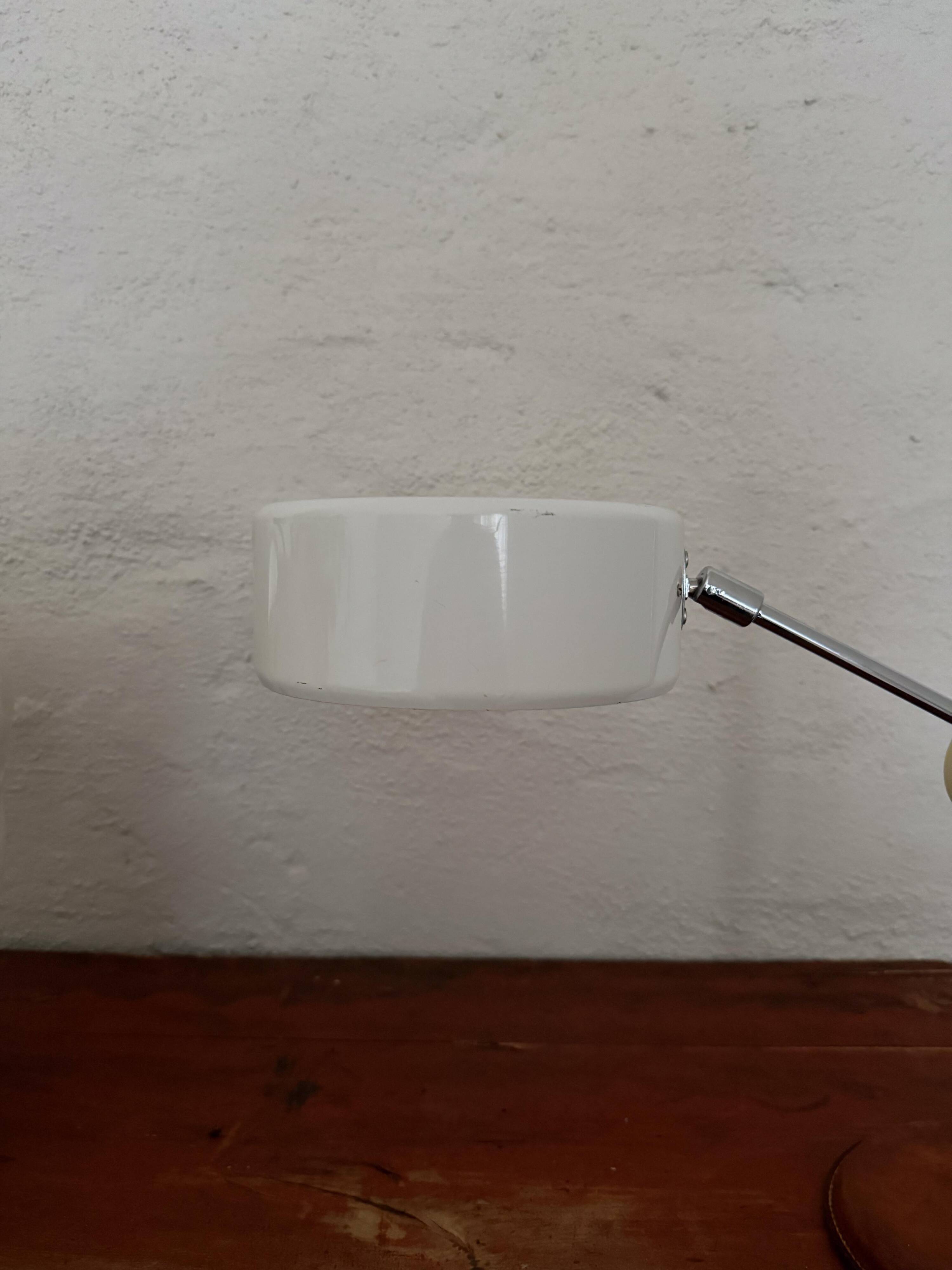 Vintage Midcentury desk lamp in brown leather and chrome Atelje Lyktan, Sweden