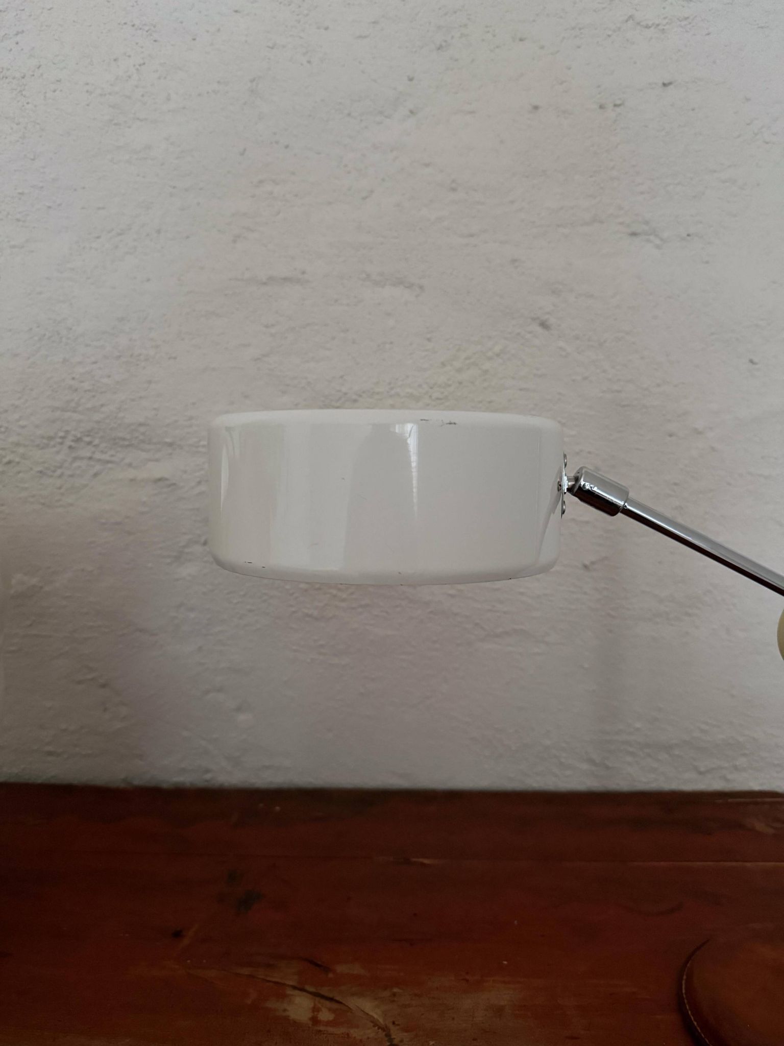 Vintage Midcentury desk lamp in brown leather and chrome Atelje Lyktan, Sweden