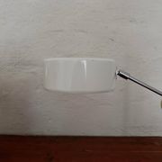 Vintage Midcentury desk lamp in brown leather and chrome Atelje Lyktan, Sweden