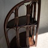 Corner shelf in dark rattan, 60s/70s