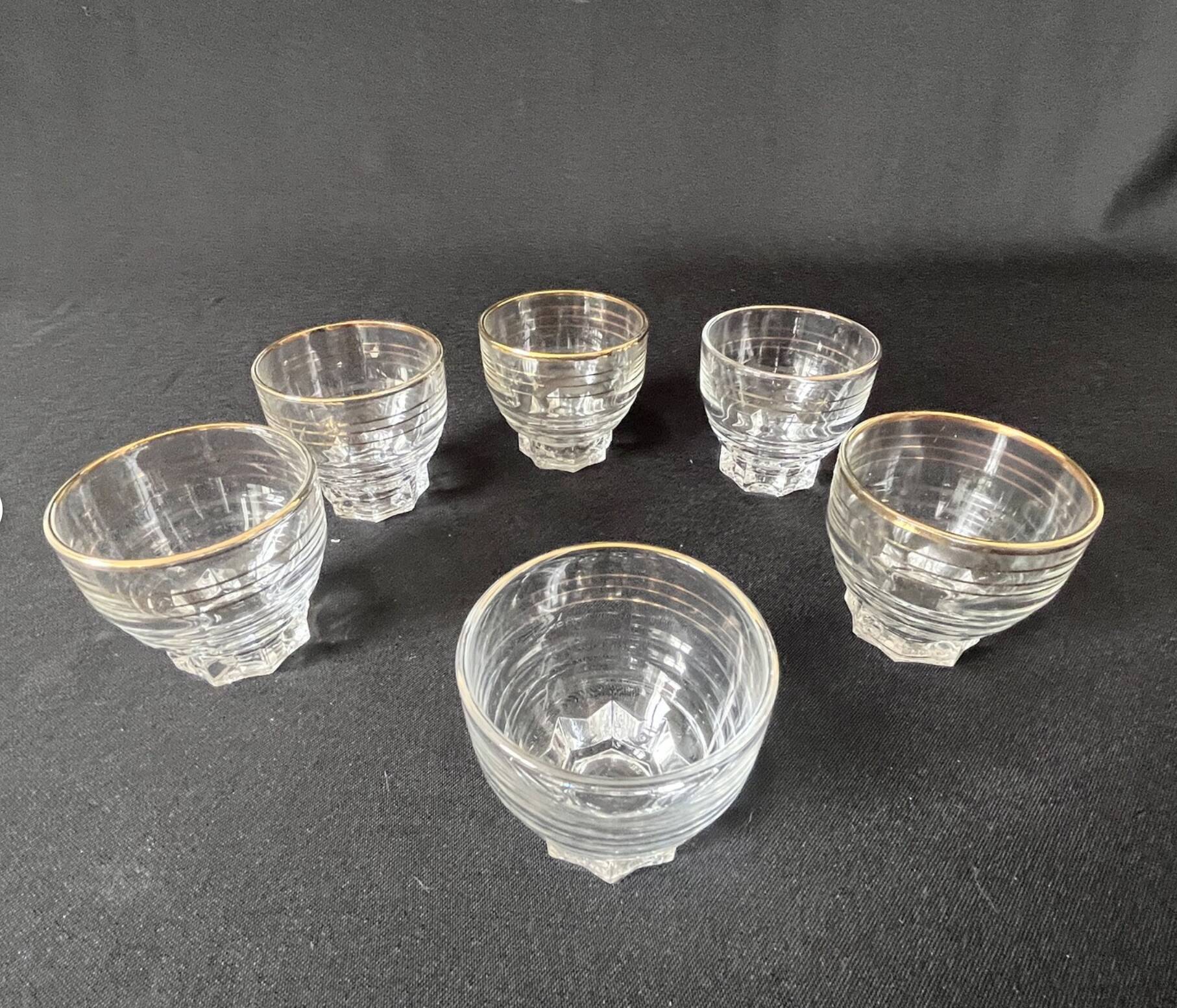 Lot de 6 verres en verre doré à l'or fin - vintage 1940 - verres à liqueur
