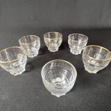 Lot de 6 verres en verre doré à l'or fin - vintage 1940 - verres à liqueur