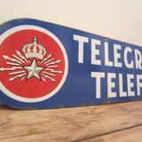 Plaque émaillée suédoise téléphone et télégraphe