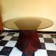 Dining table with rattan marquetry