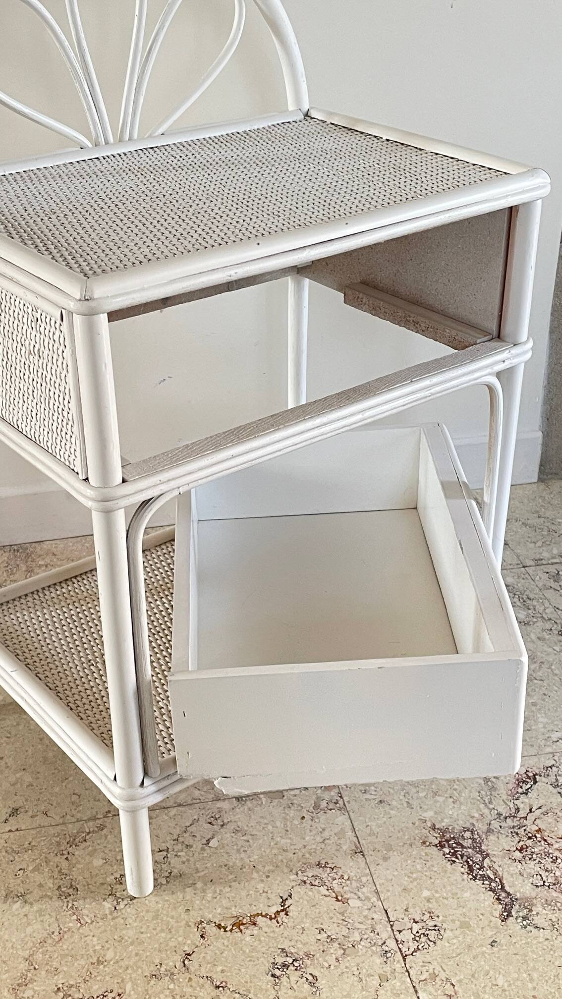 Pair of Vintage Rattan Bedside Tables