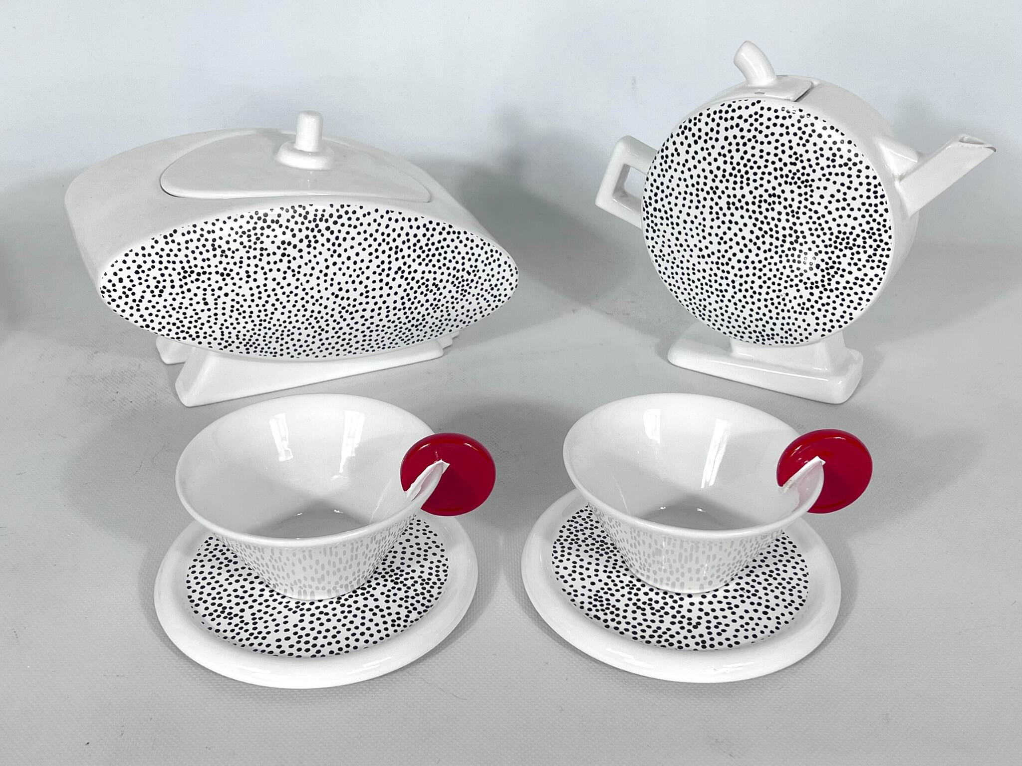 Ceramic Tea Set by Mas for Memphis Milano, 1980s, Set of 7