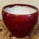 Burgundy glazed ceramic planter
