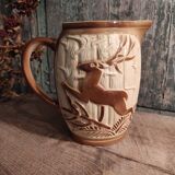 French vintage pitcher of St Clément, with a deer