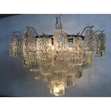Italian "brick" transparent kromo metal frame murano glass chandelier