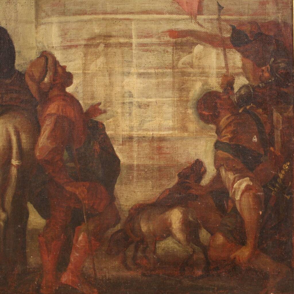 Antique painting Jesus and Herod from 17th century