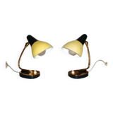 Pair of 1950s Design Bedside Table Lamps Art Nouveau, Stilnovo, Rockabilly